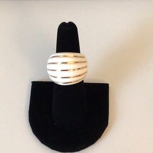 14K Gold Dome Ivory Color Gemstone Ring